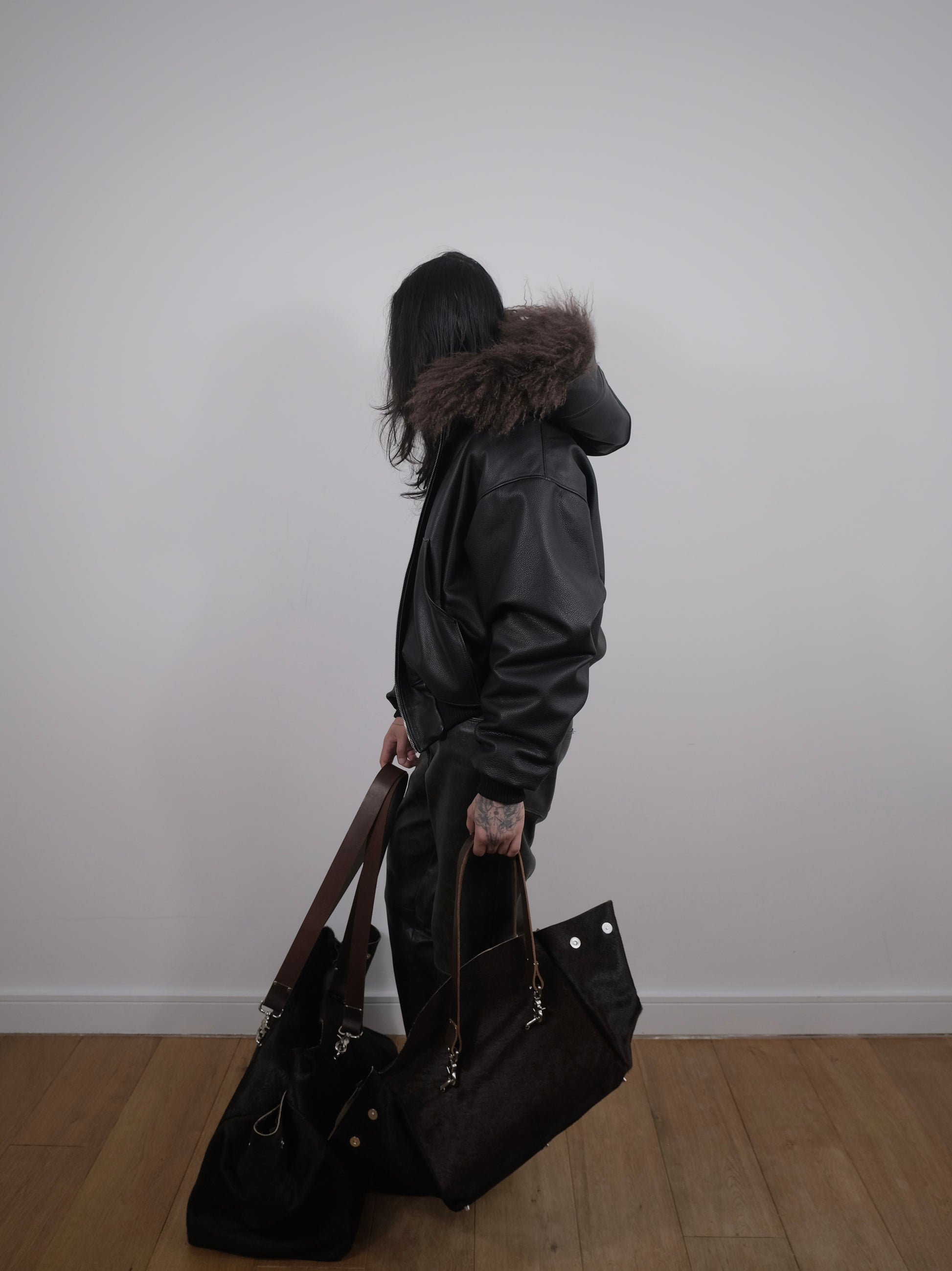 SHEEP SKIN HOODED BOMBER